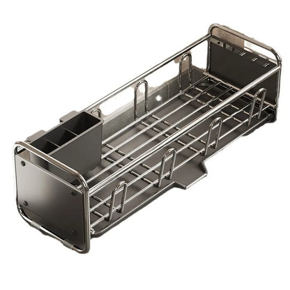 Stainless Steel Dish Rack | Narrow Kitchen Utensil Drainer & Countertop Cutlery Holder
