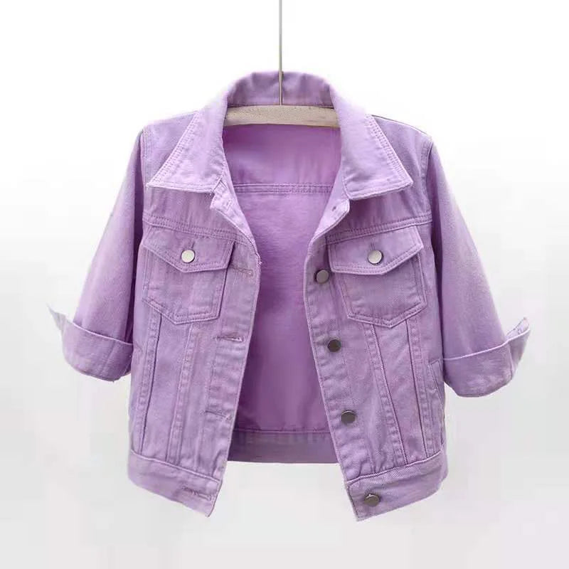 2025 New Spring Summer Women Short Denim Jacket  Fashion Slim Jeans Cape Coat