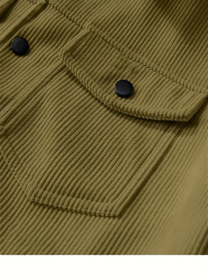 The 2025 New Autumn Corduroy Jacket for Men with a Lapel, Trendy Japanese Style Loose Coat