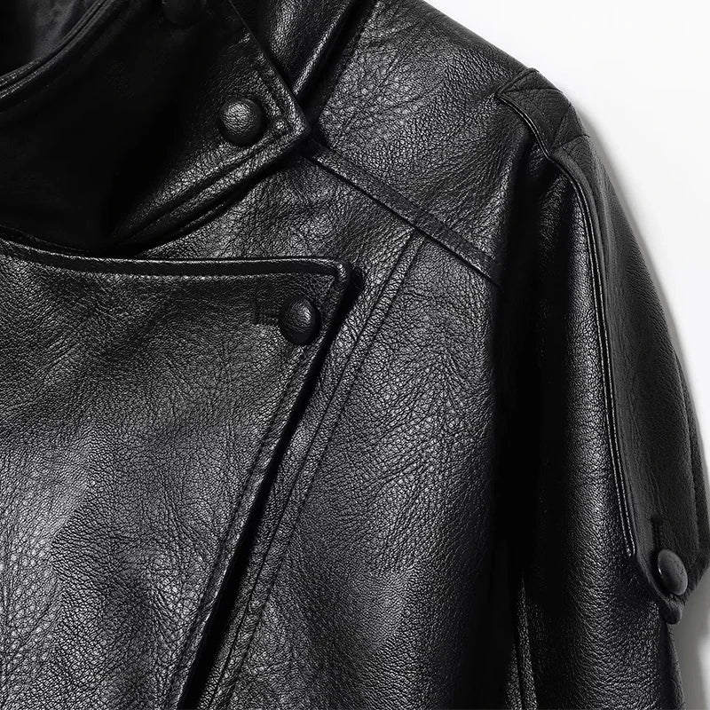 HXAO Black Jacket For Woman Outerwears Faux Leather Jacket Long Sleeve New In Coats And Jackets Zipper Bomber Motorcycle Jacket