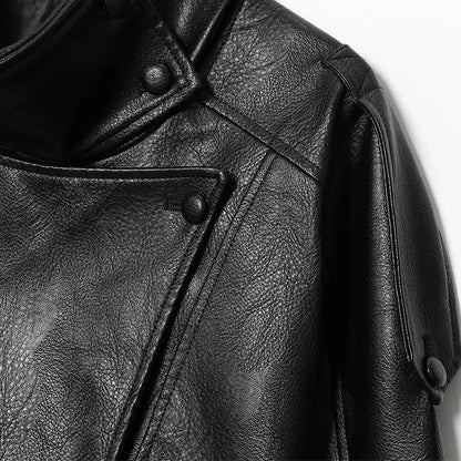 HXAO Black Jacket For Woman Outerwears Faux Leather Jacket Long Sleeve New In Coats And Jackets Zipper Bomber Motorcycle Jacket