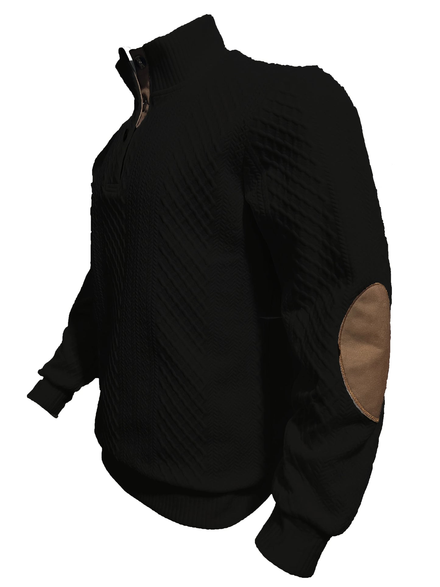 Men's Autumn Winter Stand Collar Knitted Sweater Casual Mature Fashionable All-over Patterned Crew Neck Pullover