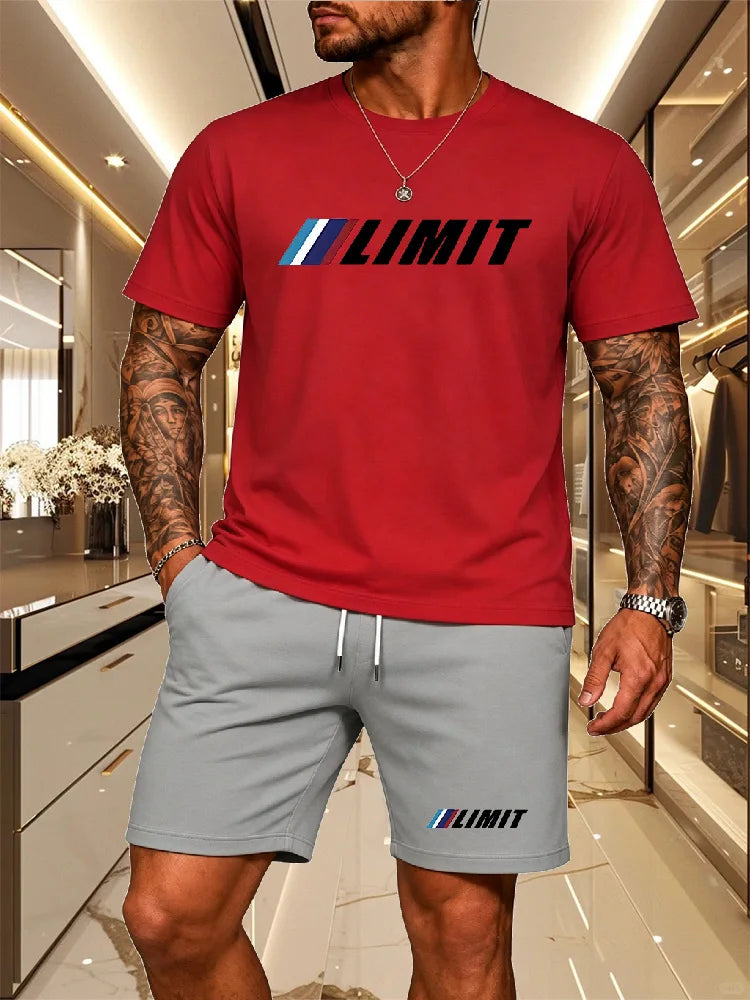 Men's Tracksuit 2 Piece O-neck Short Sleeve Shirt Shorts Set Men's Running Suit Plus Size T shirts Man Clothing Summer T-shirt