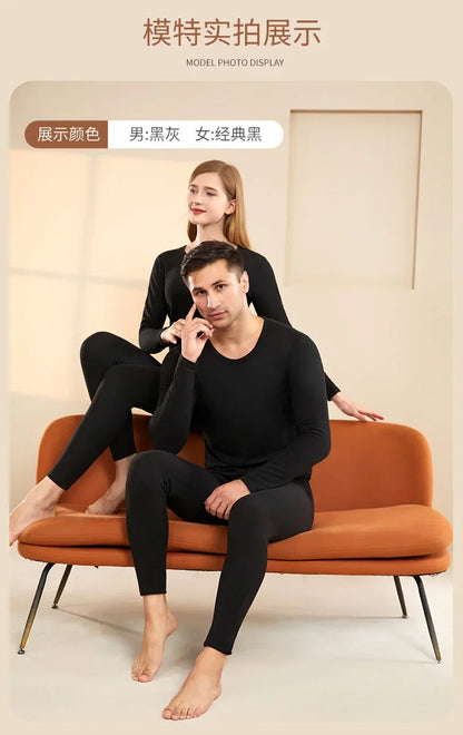 Men Wool Winter Long Sleeves Thermal Warm Thick Sweater Thermal Underwear Soft Fleece Lined Long Johns Set Thermal Clothes