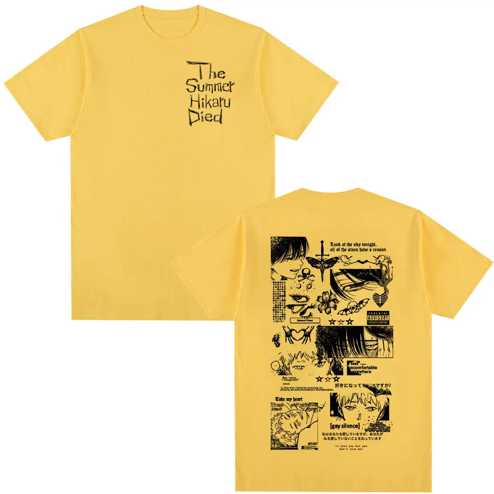 Anime The Summer Hikaru Died Hikaru Yoshiki Manga Short Sleeve T-shirts Men Women Fashion Cotton Casual Oversized T Shirt Couple
