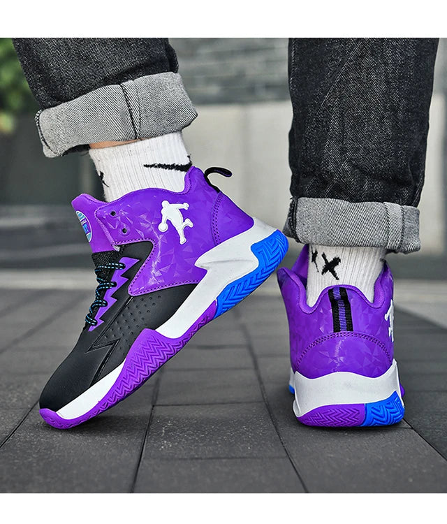 Children Basketball Shoes for Boys Girls Kids Teenagers Breathable Non-slip Lace Up Indoor Outdoor Training Sneakers Tennis Shoe