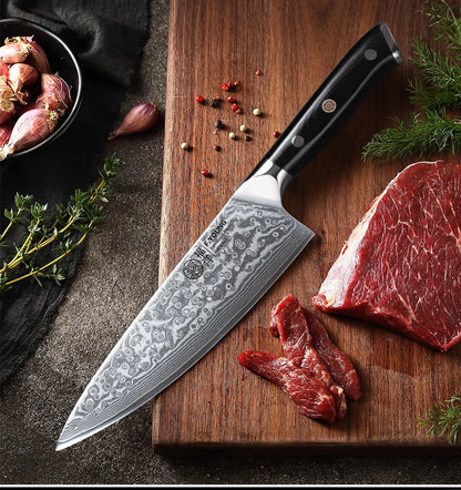 FYOUNG 8-Inch Damascus Chefs Knife - VG10 Super Sharp Kitchen Knife