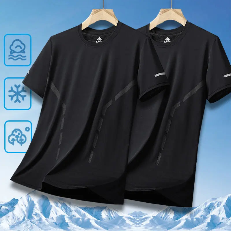 Men's Ice-Silk T-Shirt – Quick-Dry Breathable Round-Neck Tee (Plus Size)