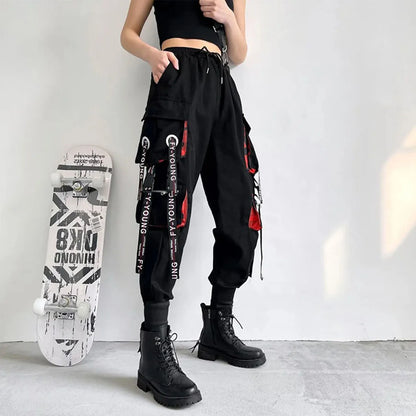 Pants Women Aesthetic Harem Pants Punk Pockets Joggers Harajuku Femme Hiphop Trousers Techwear Y2k Egirl Clothes