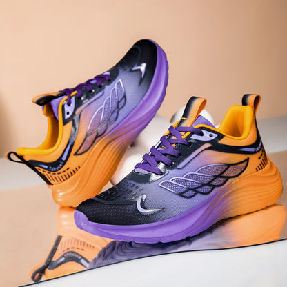 New Purple Orange Gradient Mesh Running Shoes for Men & Women, Lightweight Breathable Athletic Sneakers