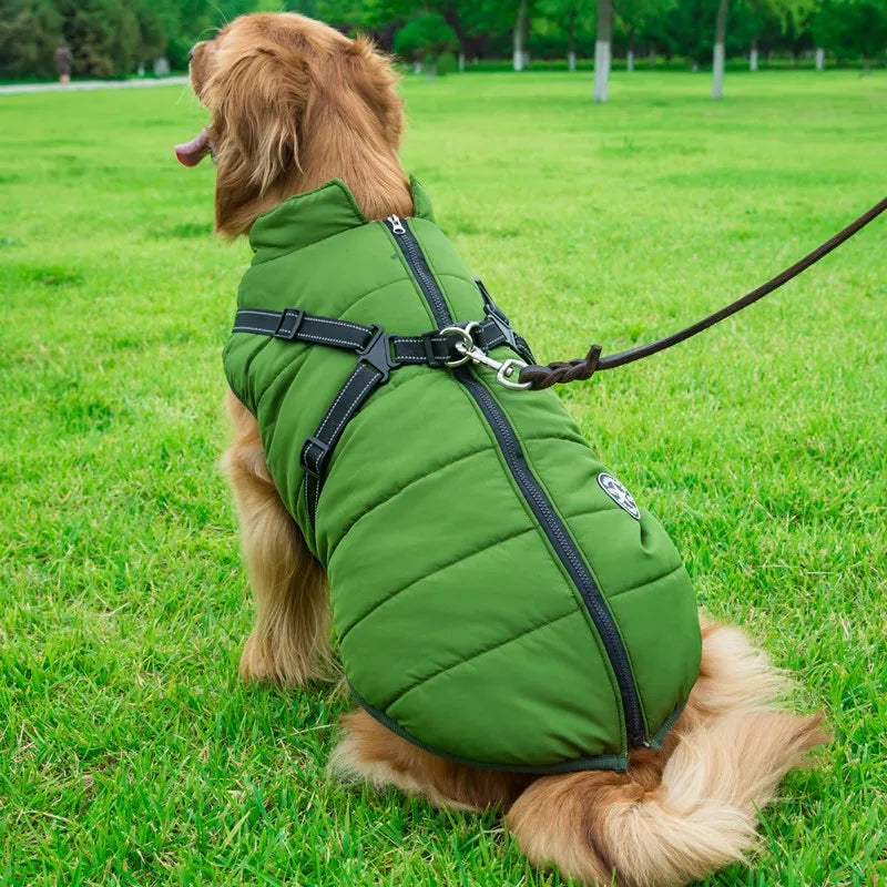 Winter Dog Clothes with Harness Waterproof Warm Pet Dog Cotton Jacket for Small Large Dogs Puppy Clothing French-Bulldog Coat