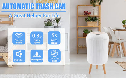 Smart Motion Sensor Trash Can - Automatic Plastic Bin for Home  Office