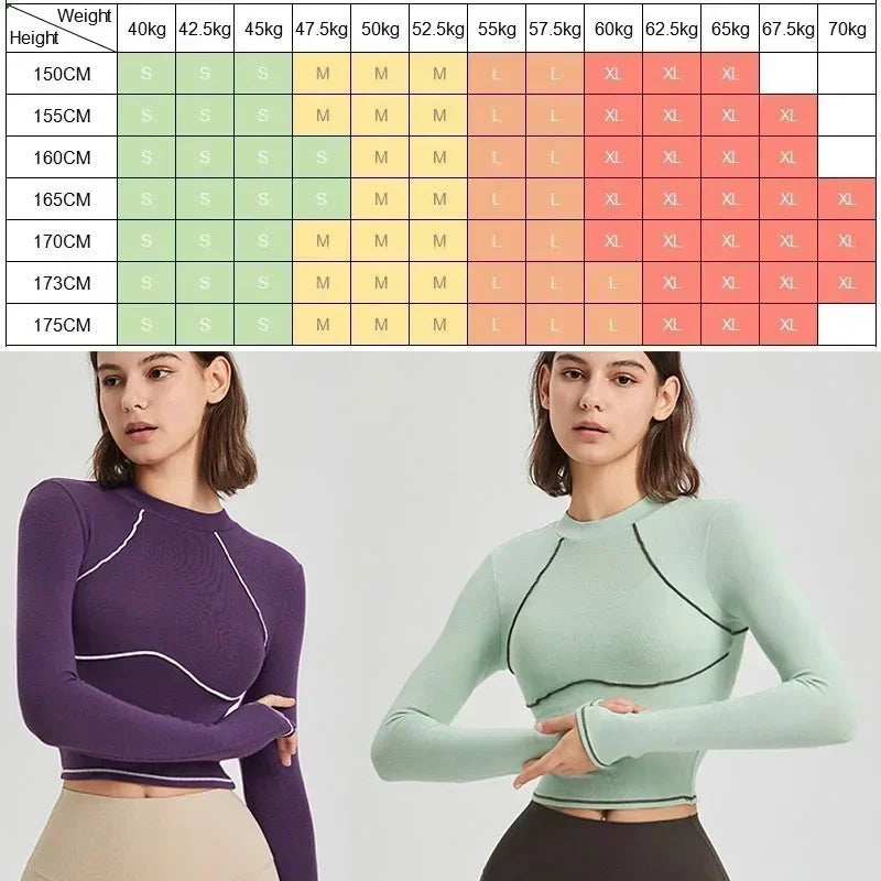 Women Yoga Shirt - Breathable Long Sleeve Blouse | Fitness Crop Top Workout Sportswear