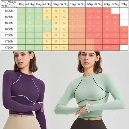 Women Yoga Shirt - Breathable Long Sleeve Blouse | Fitness Crop Top Workout Sportswear