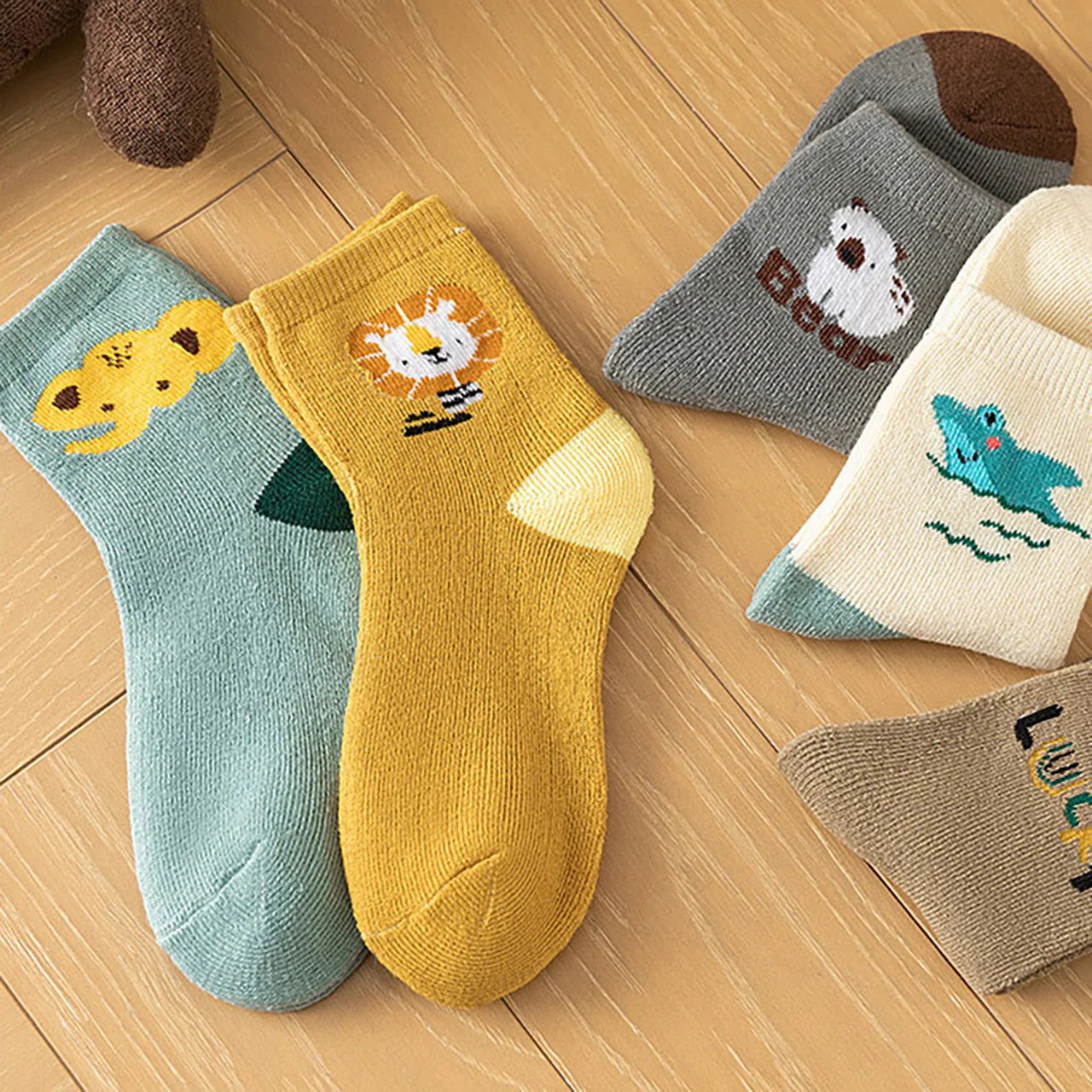 Thick Warm Floor Socks For Kids Plush Loop Mid Tube Socks Winter Boy Long Sock Children Thermal Footwear Cute Cartoon Baby Socks