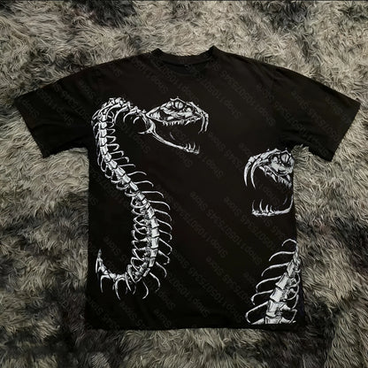 Summer Classic Y2K Gothic Style T-shirt Print Oversized T Shirt High Street Shirts Round Neck Cotton Tops Mens Women T Shirt Tee
