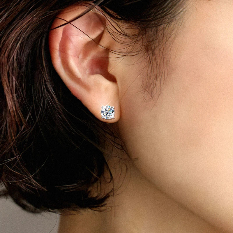 Moissanite Stud Earrings – GRA-Certified 4-Prong, 925 Sterling Silver