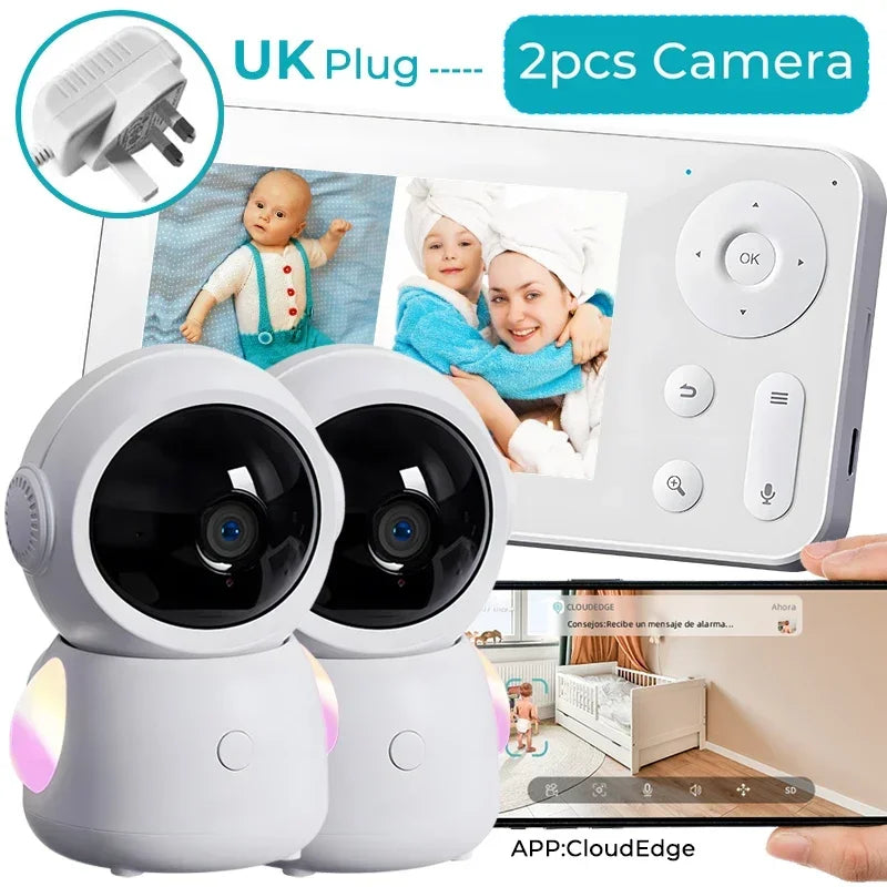 WiFi Baby Monitor - 2K 3MP Dual Camera Split Screen with PTZ & Auto Night Vision