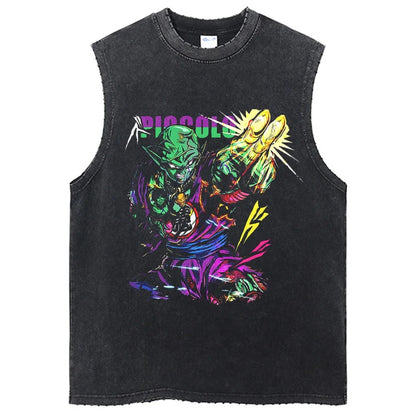 Fashion Dragon Ball Z Harajuku T-Shirts Retro Streetwear Washed Anime Man Tank Tops Tees Retro Manga Oversize Sleeveless Vest