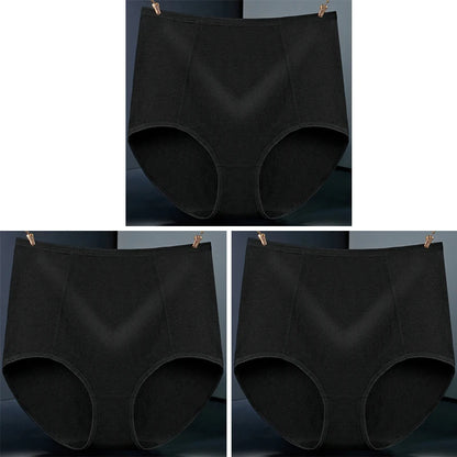 3pcs Pure Cotton Brief Female Solid Panties Girls High Waist Comfort Underpants Lady Plus Size Underwear Women Ventilate Pantys