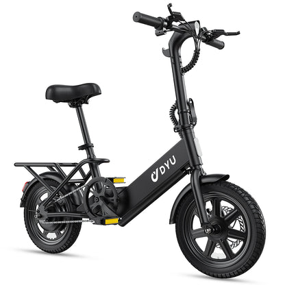 【1 Year Warranty】DYU C3 14 inch Folding Electric Bicycle Peak 500W Motor 280WH Battery Electric Bike,20mph City E-bike UL2849