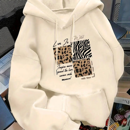 Women's Autumn and Winter Loose Casual Comfortable Letter Printed Thick Long-Sleeved Round Neck Hoodie Pullover