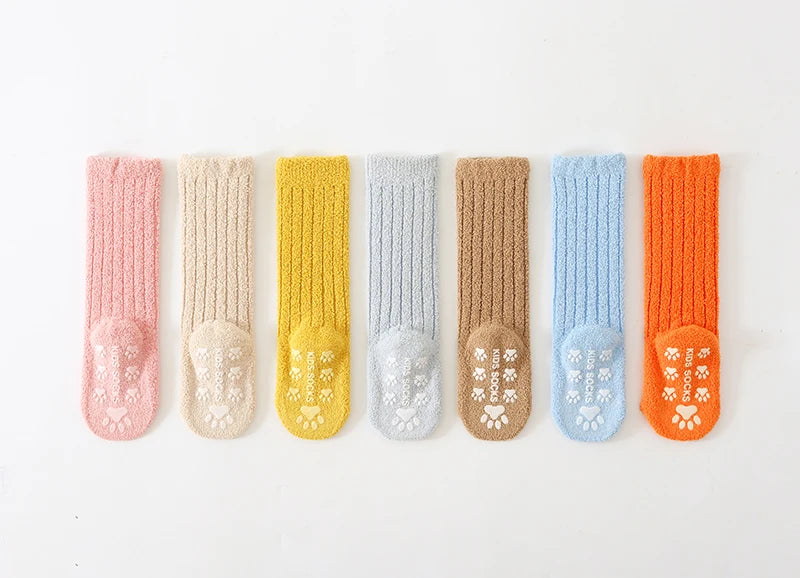 Kids Socks Thick Cold Winter Socks Super Warm Baby Snow Socks Christmas Gifts Coral Fleece Silicone Non-slip Floor Socks