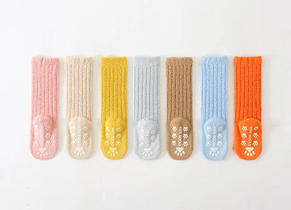 Kids Socks Thick Cold Winter Socks Super Warm Baby Snow Socks Christmas Gifts Coral Fleece Silicone Non-slip Floor Socks