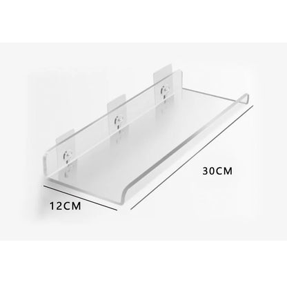 Acrylic Wall Storage Rack - No Drill Bathroom  Kitchen Organizer with Strong Adhesive
