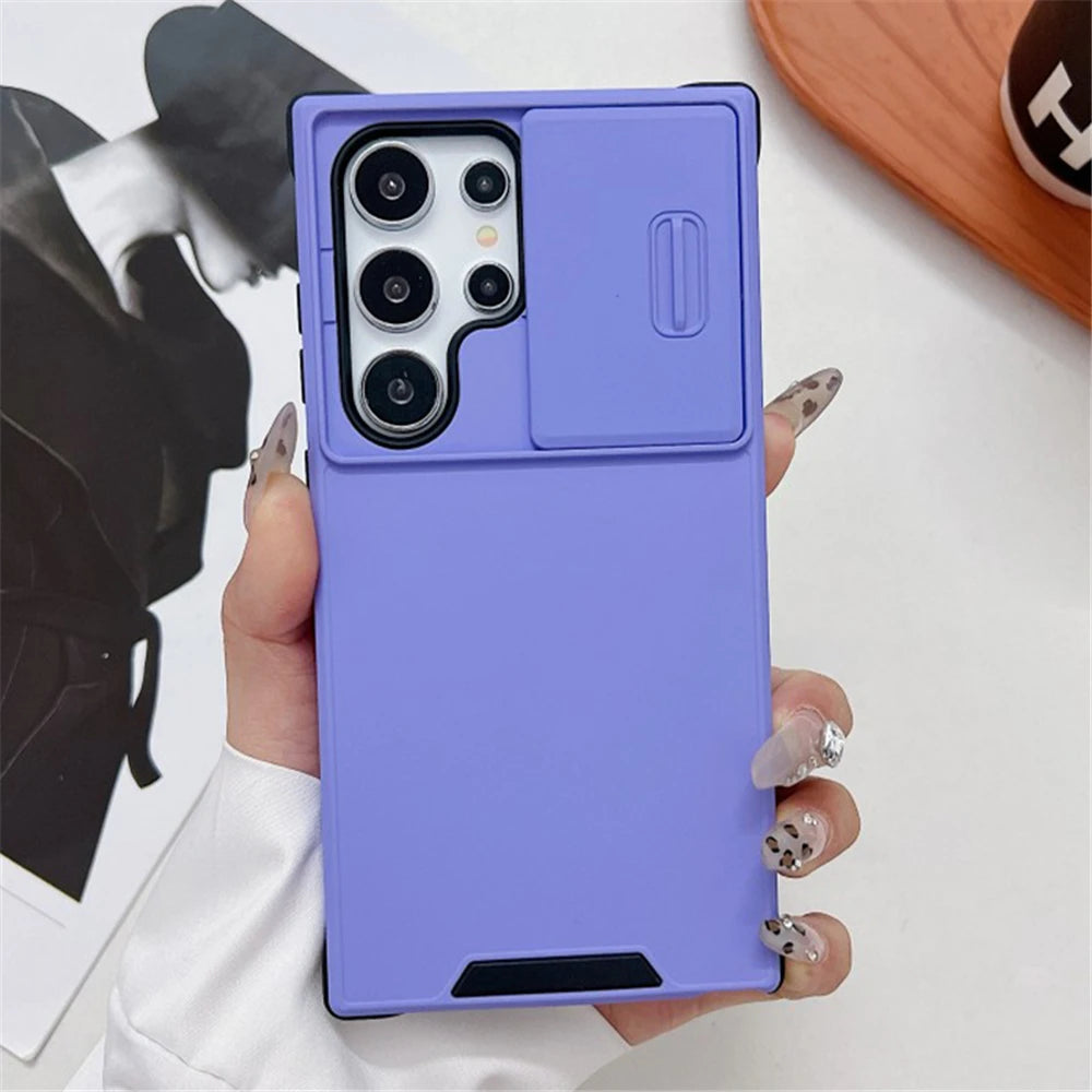 Slide Camera Lens Protection Case For Samsung S26 S25 Ultra S24 S23 FE S22 S21 Note 20 Plus A56 A36 A16 A55 A15 Shockproof Cover