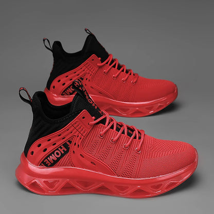 Men's Casual Sneakers - Breathable Flyknit Upper Lace-Up Running Shoes for Men