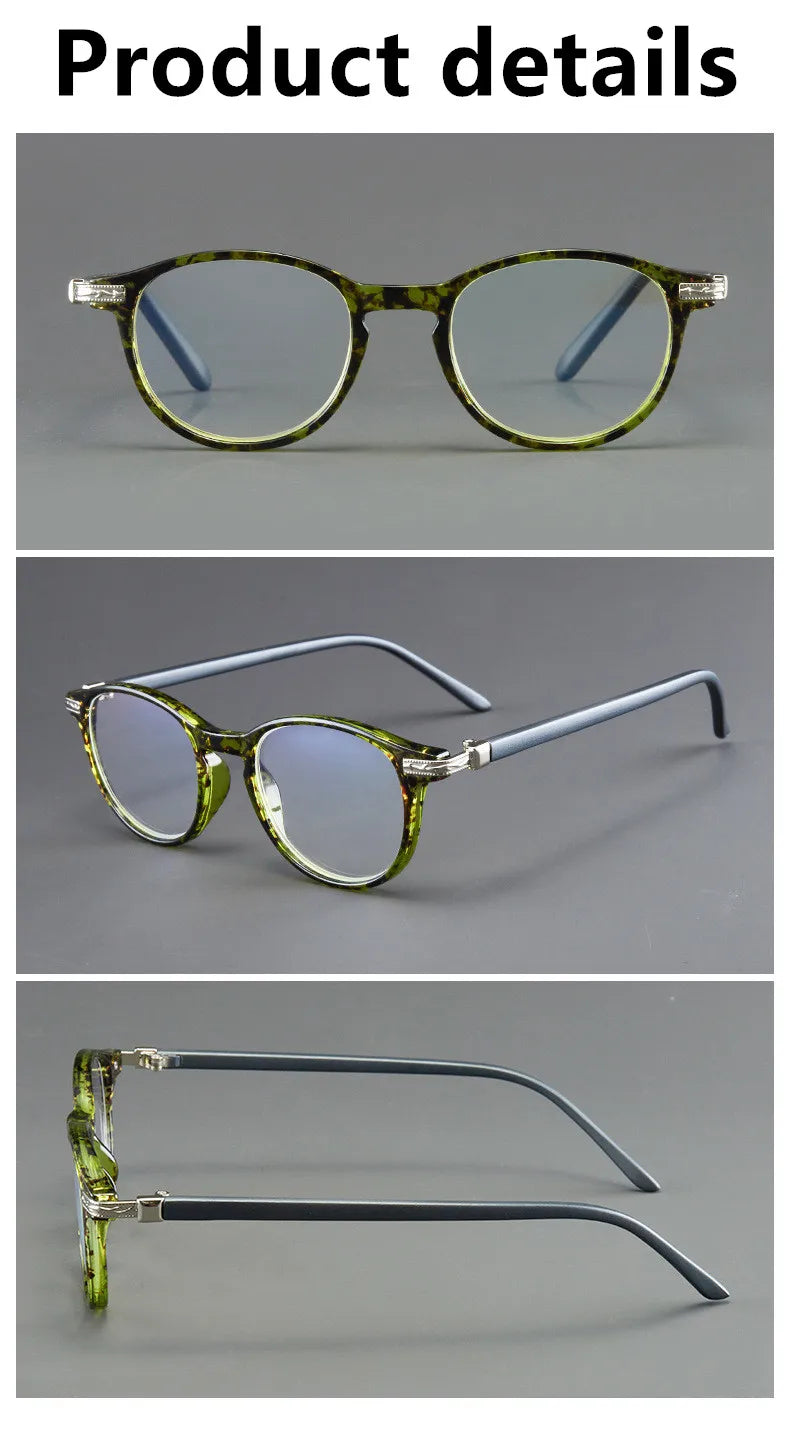 Reading Glasses Unisex – Small Round Frame Anti Blue Light Eyewear With Plastic Titanium Frame