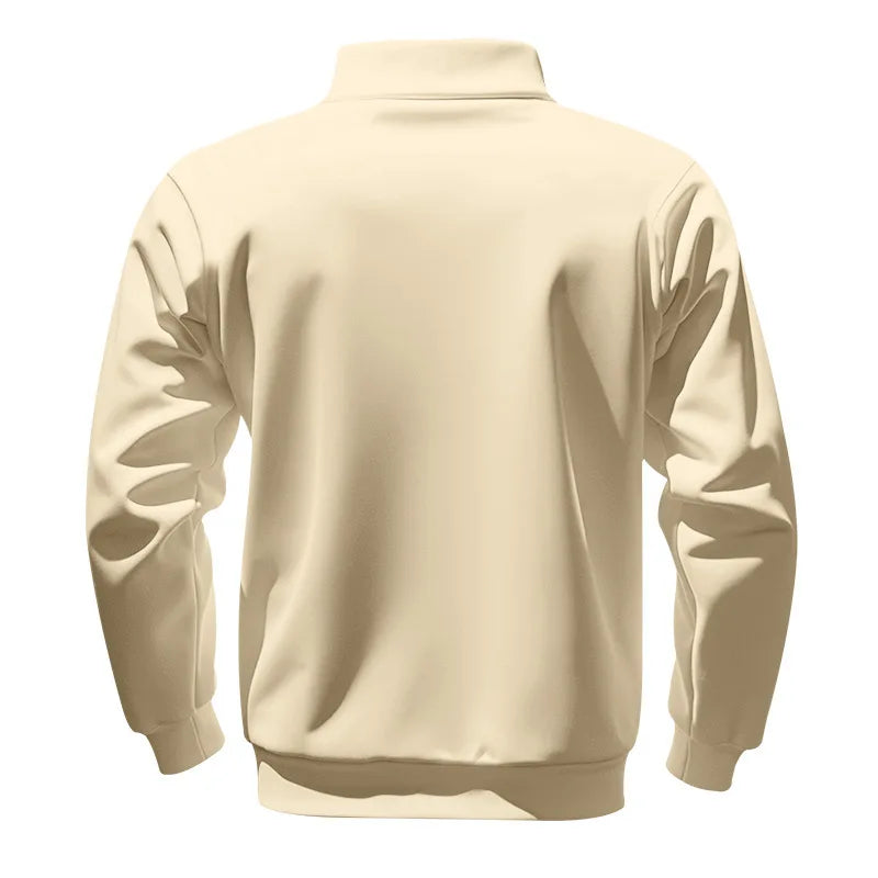 American autumn and winter heavy fleece long-sleeved men's sweater half zipper loose stand-up collar pullover men's sweater