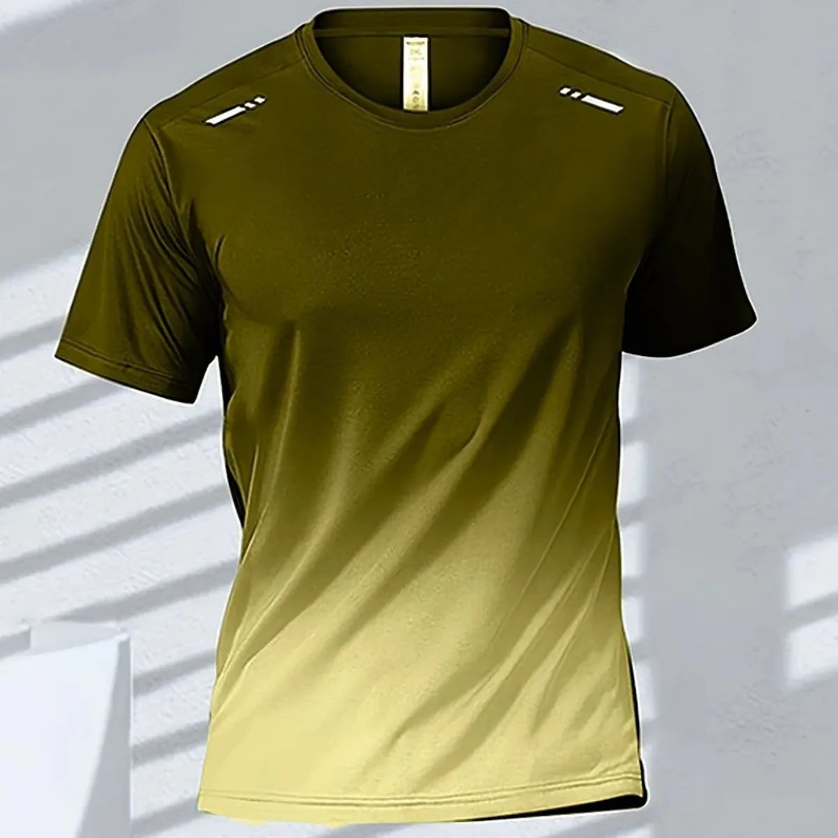 Men's Gradient Print T-Shirt – Breathable Quick-Dry Round-Neck Top