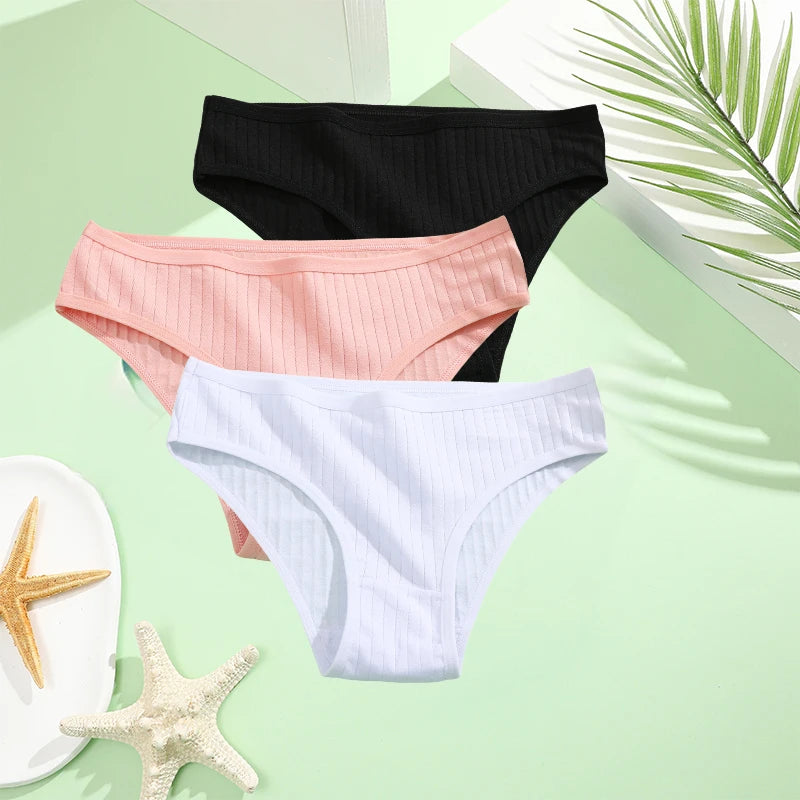 Cotton Panties Women - 3PCS Set Low Rise Briefs | Comfortable Breathable Underwear