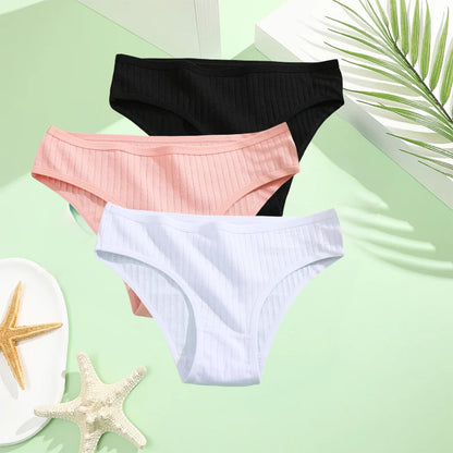 Cotton Panties Women - 3PCS Set Low Rise Briefs | Comfortable Breathable Underwear