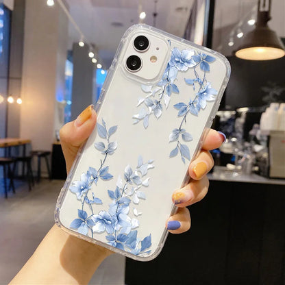 Flower Phone Case For iPhone 17 Case iPhone 15 13 14 11 12 16 Pro Max 7 8 Plus 12 13 Mini XR SE Soft Silicone Transparent Cover