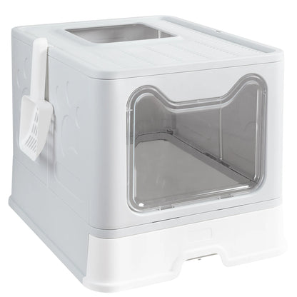 Foldable XXL Cat Litter Box - Large Space with Front Entry  Top Exit - ZOOMNSTORE