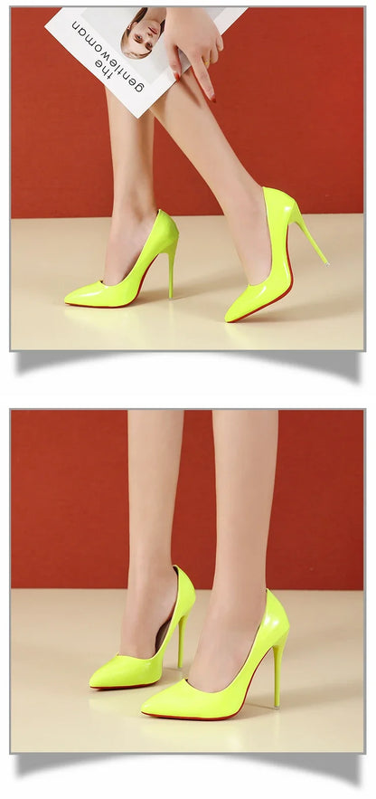 2024 Women Shoes Red High Heels Sexy Pointed Toe 12cm Pumps Wedding Dress Shoes Nude Black Color Red Rubber Bottom High Heels