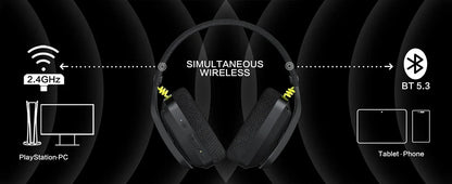 BINNUNE BW06 2.4GHz Bluetooth Gaming Headset with Mic for PS5 PS4 PC Mac Playstation Wireless Gaming headphone with Microphone