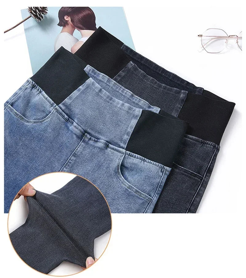 New Elastic Waist Skinny Jeans Women Spring Slim Stretch Denim Pants Vintage Pencil Vaqueros Mom Pantalones De Mujer PTKPCC