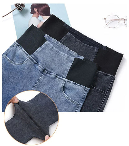 New Elastic Waist Skinny Jeans Women Spring Slim Stretch Denim Pants Vintage Pencil Vaqueros Mom Pantalones De Mujer PTKPCC