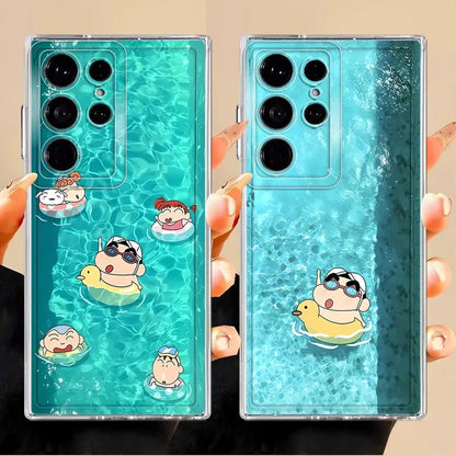 Case for Samsung Galaxy S25 Edge S24 S22 FE S21 S23 Ultra S20 Plus S26 Note 20 Ultra 10 Phone Cover Cute Crayons Shinchan
