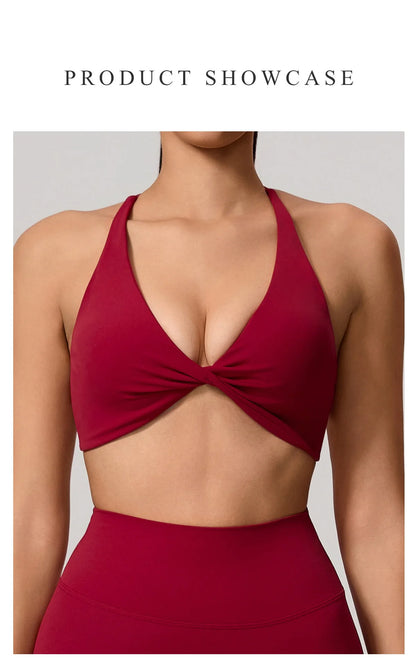 Ctenkevet Summer 2Pcs Women's Quick-Dry Sports Set V-Shaped Bra Sleeveless Yoga Outfit Gym Two-Piece Sportswear for Female