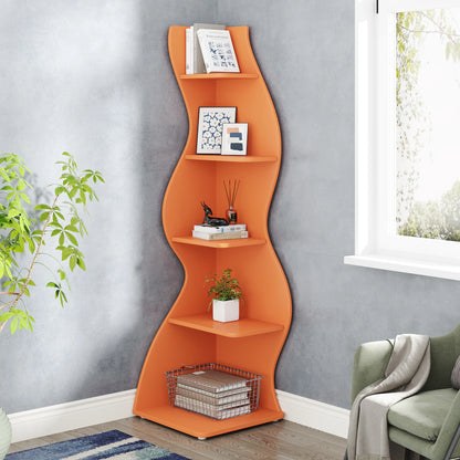 Corner Bookshelf - Modern 5-Tier Shelf | Stylish Wooden Storage Rack