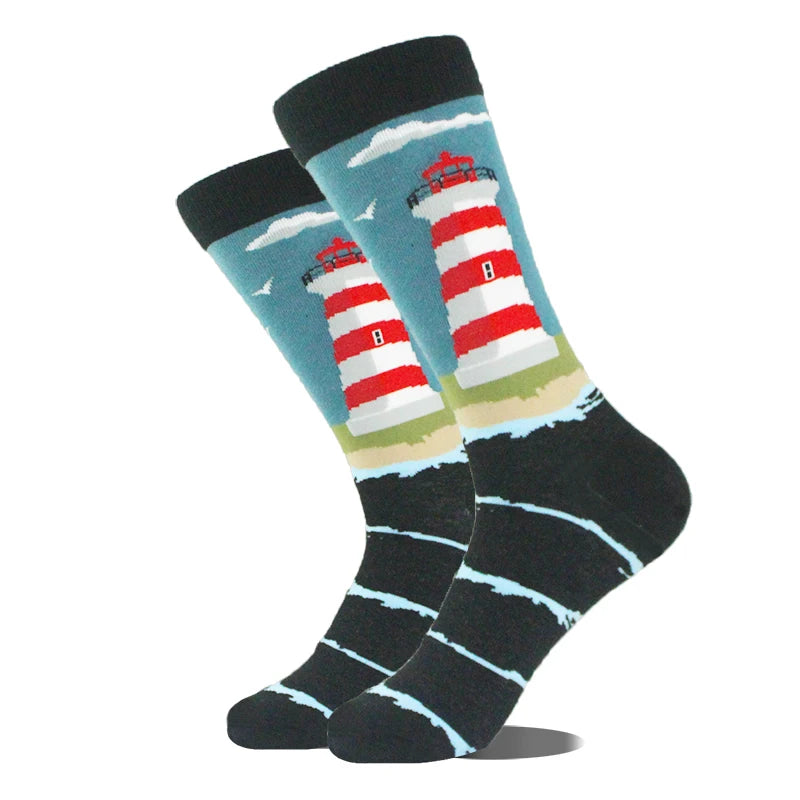 Funny Alien Shark Cotton Socks - Unisex Novelty Crew Socks