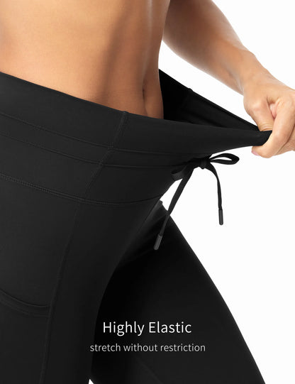 THE GYM PEOPLE Women's High Waisted Drawstring Flare Leggings Workout Soft Stetchy Bell Bottom Yoga Pants with Pockets