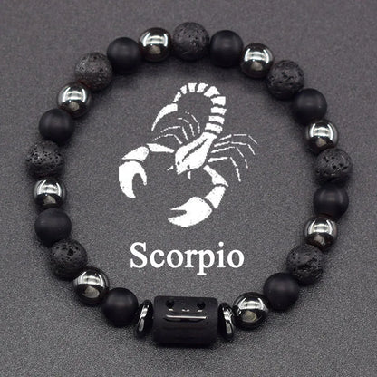 12 Zodiac Constellation Signs Bracelets for Men Women Real Natural Tiger Eye Stone Bead Bracelet Leo Taurus Charm Couple Jewelry