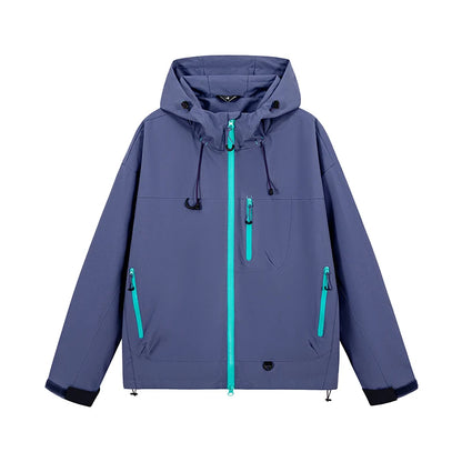 Waterproof Hiking Jacket – Lightweight Polyester Windbreaker With Storm Hood