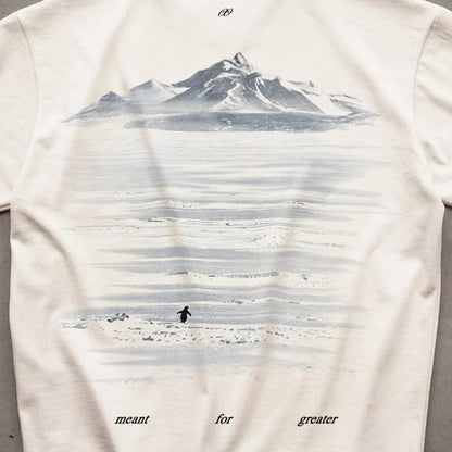 Y2K Men's T-shirt Fashion Broketale Snow Mountain Penguin Print Graphic Round Neck Shirt Oversized Unisex Casual Men's Clothing